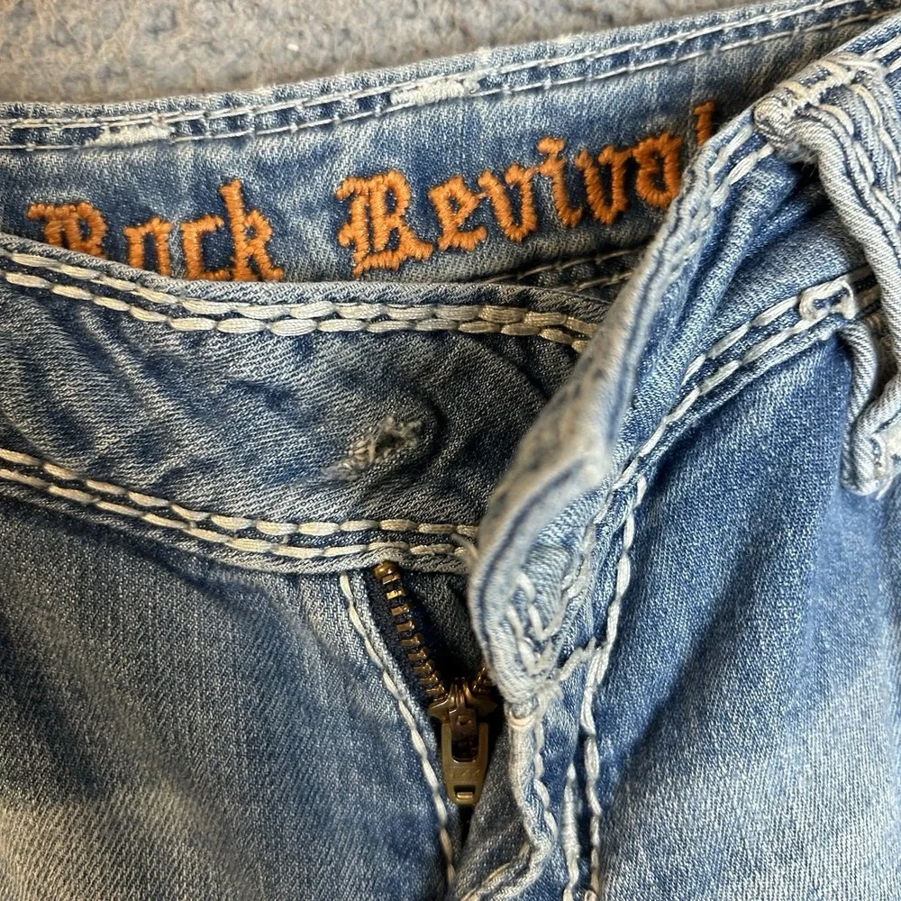 Rock Revival Womens 28 Elizabeth Wide Leg Jeans Cowgirl Rodeo (Missing Button)